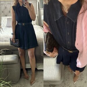New💙 Feminine Denim Button-Front Dress